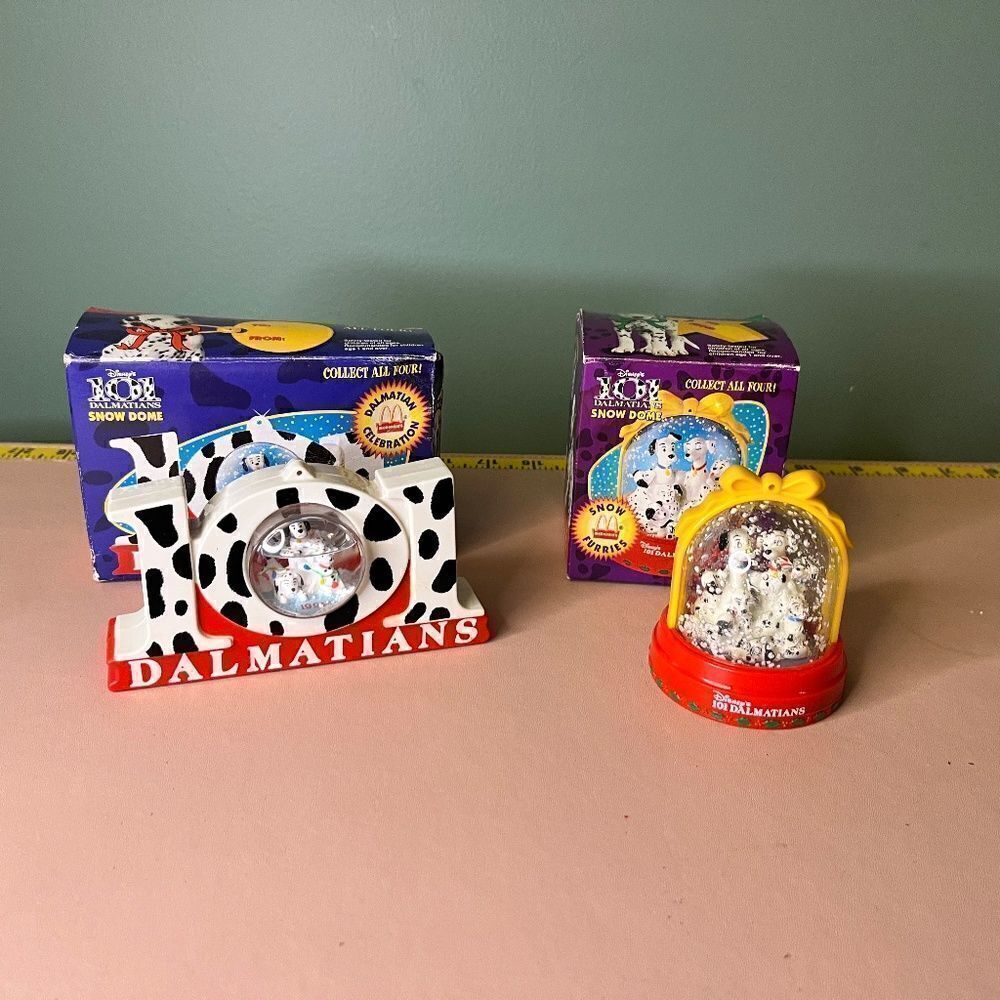 McDonald's Disney's 101 Dalmatians Snow Flurries Snow Globe Ornament 2pc Lot - Picture 3 of 15